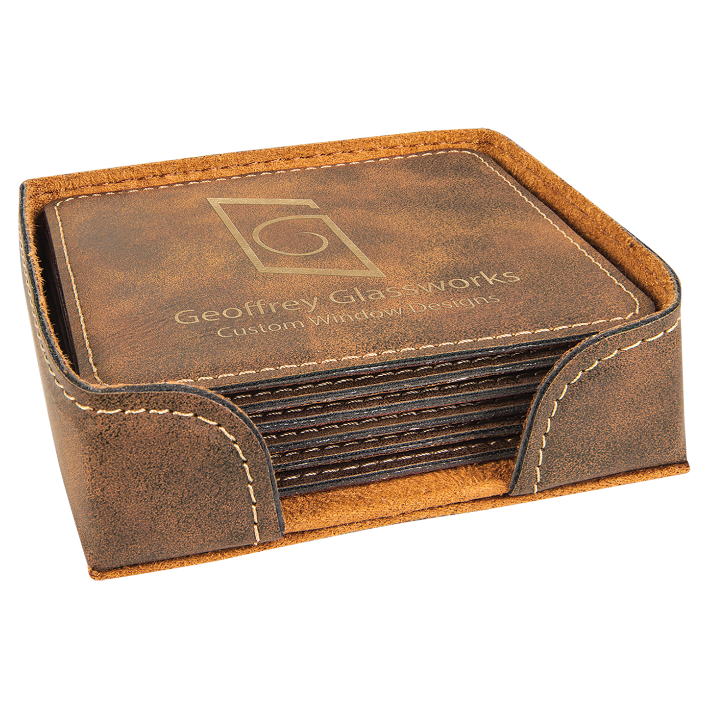 Custom Coaster set - Rustic with Gold Engraving
