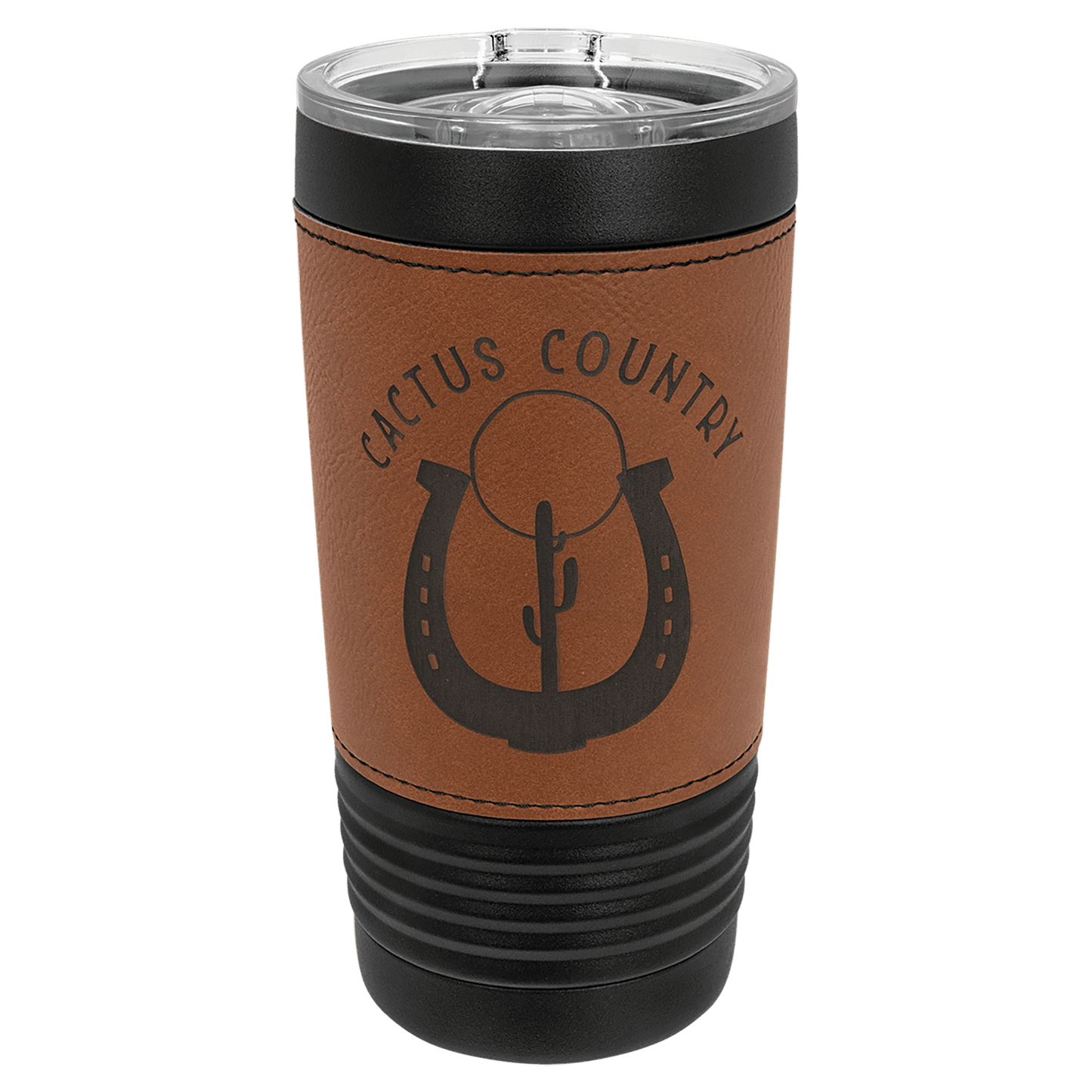 Black Leather Tumblers - 20 ounce - Rustic Wrap