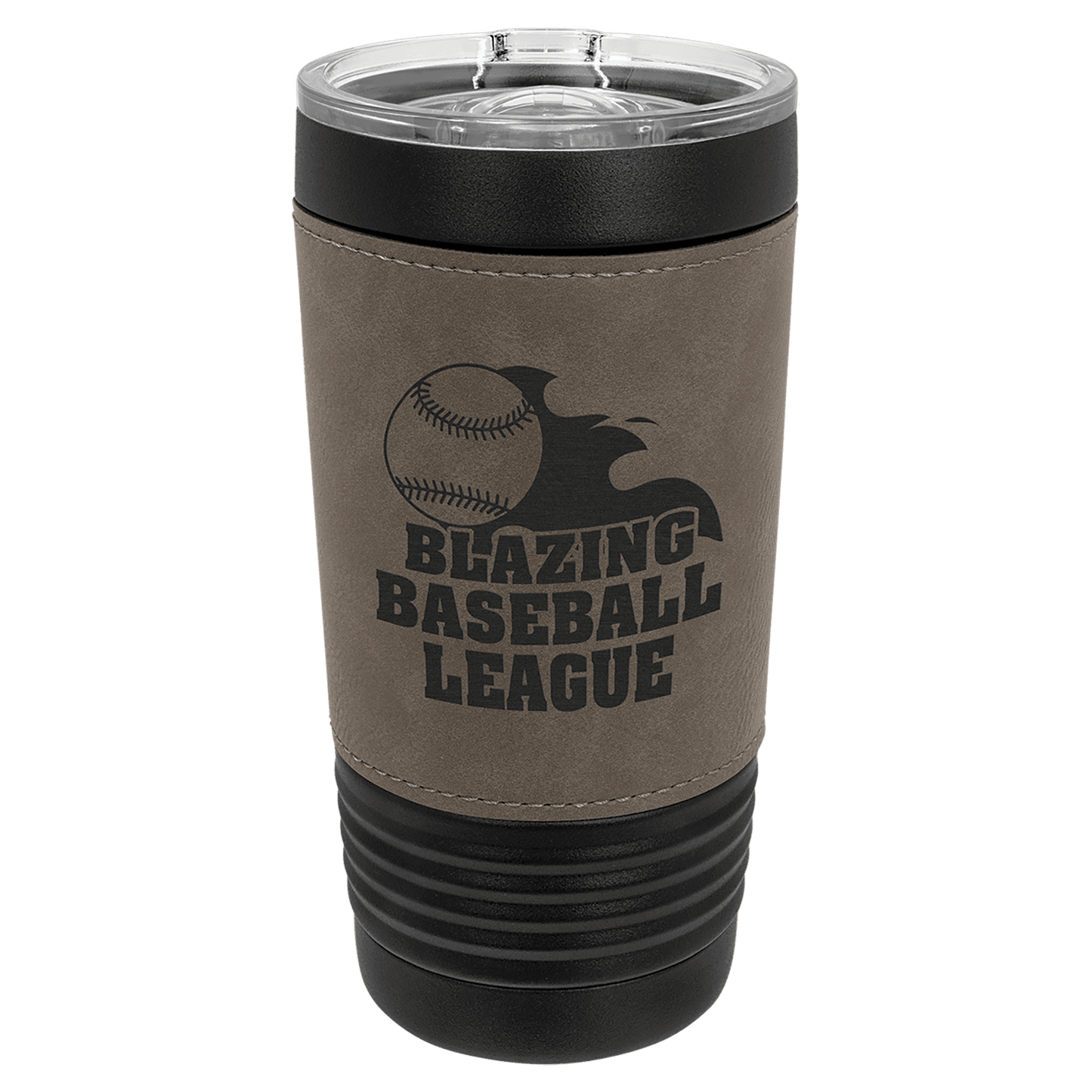 Black Leather Tumblers - 20 ounce - Grey Wrap