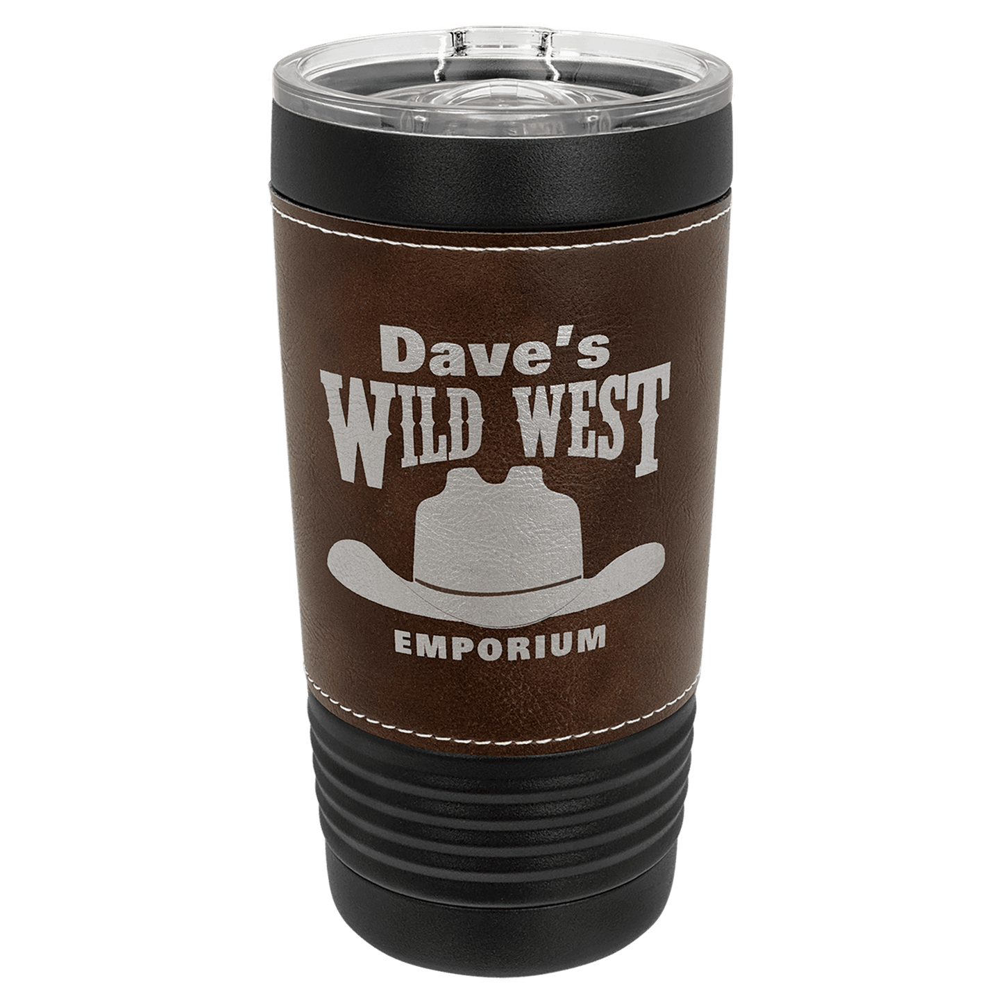 Black Leather Tumblers - 20 ounce - Rustic Wrap