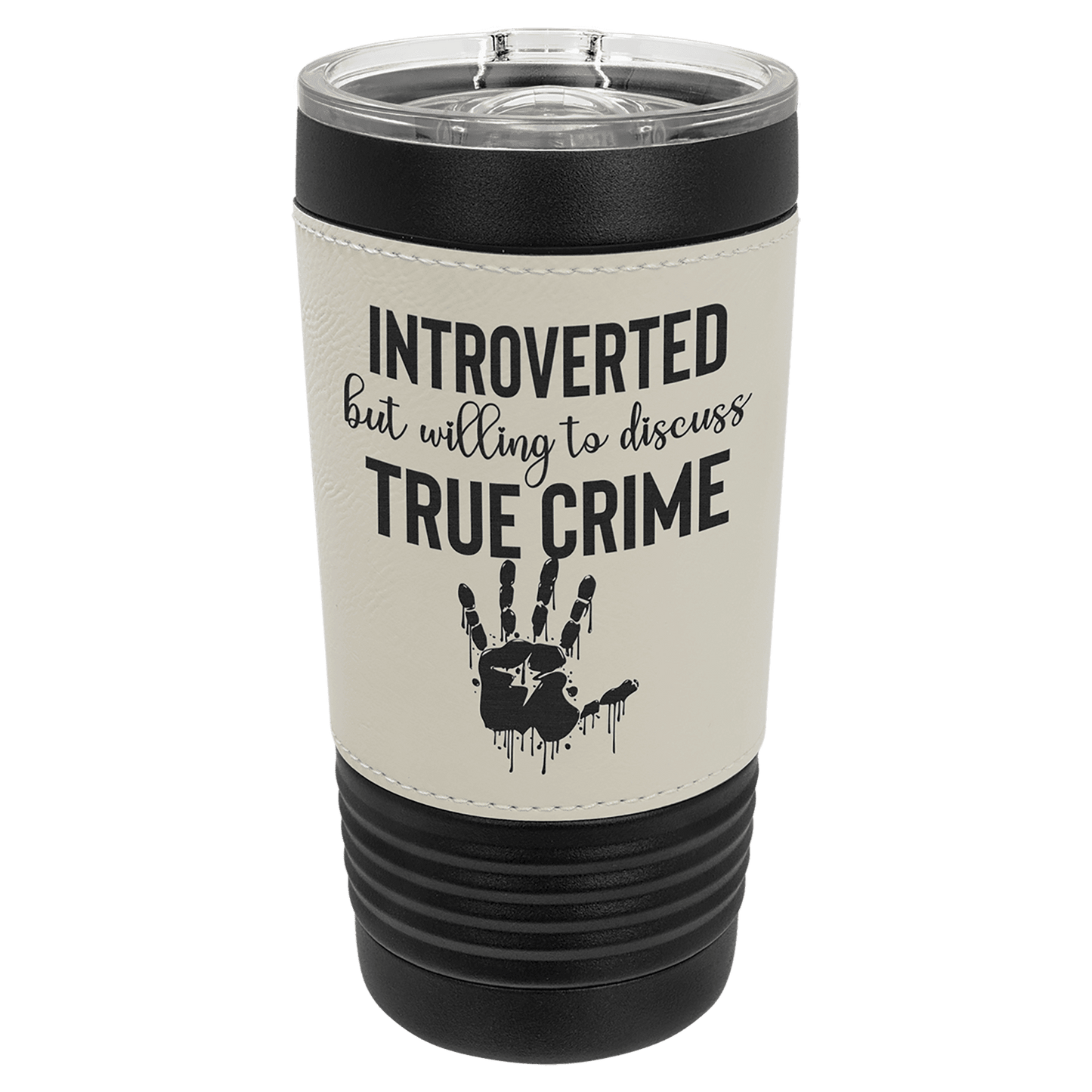 Black Leather Tumblers - 20 ounce - White Wrap
