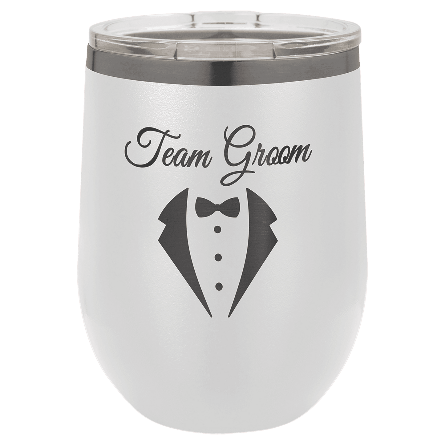 Custom Wine Tumbler - White - Black Engraving