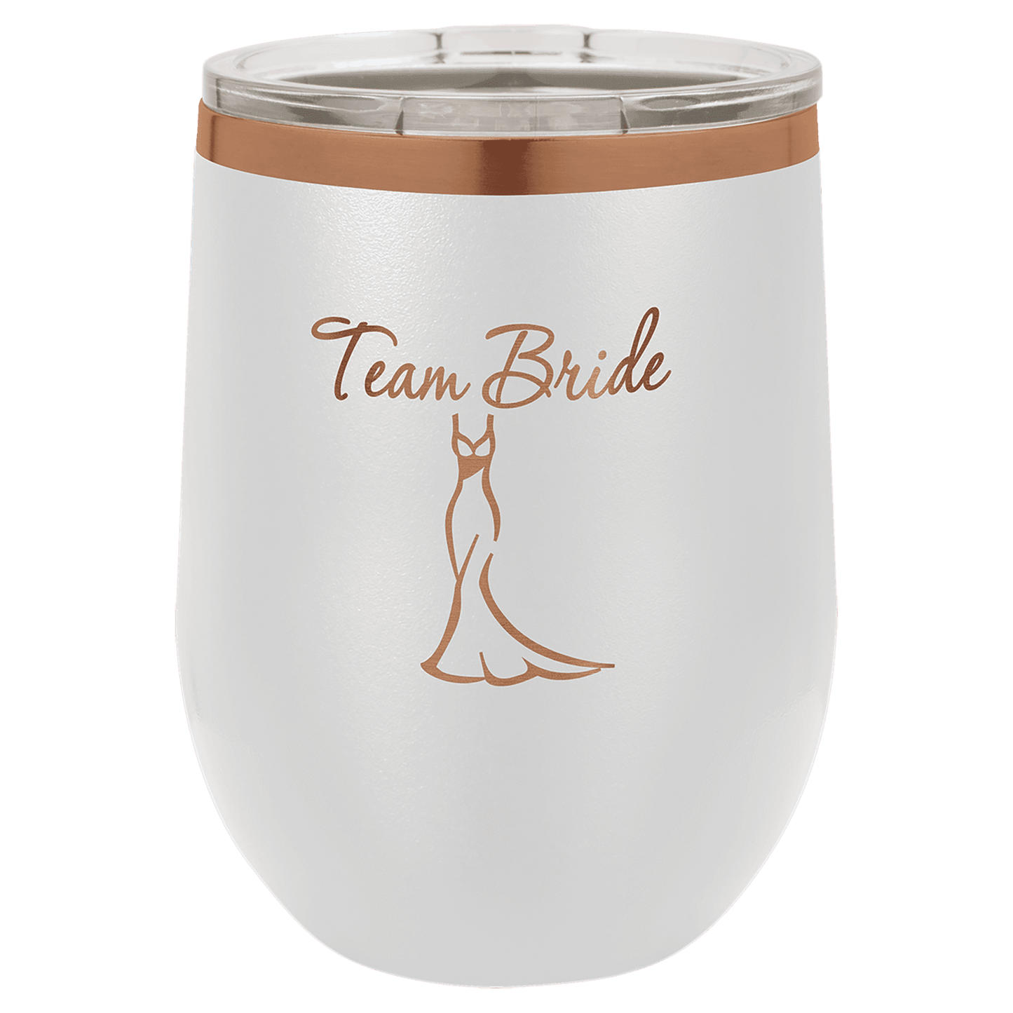 Custom Wine Tumbler - White - Rose Gold Engraving