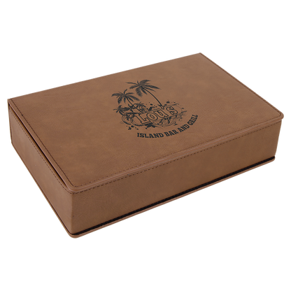 Custom Flask Gift Set - Leather - Dark Brown