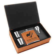 Custom Flask Gift Set - Leather - Rawhide