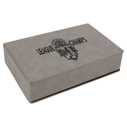 Custom Flask Gift Set - Leather - Grey