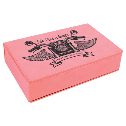 Custom Flask Gift Set - Leather - Pink