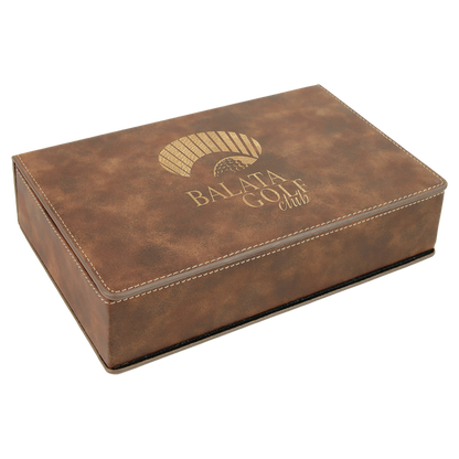Custom Flask Gift Set - Leather - Rustic with Gold Engraving