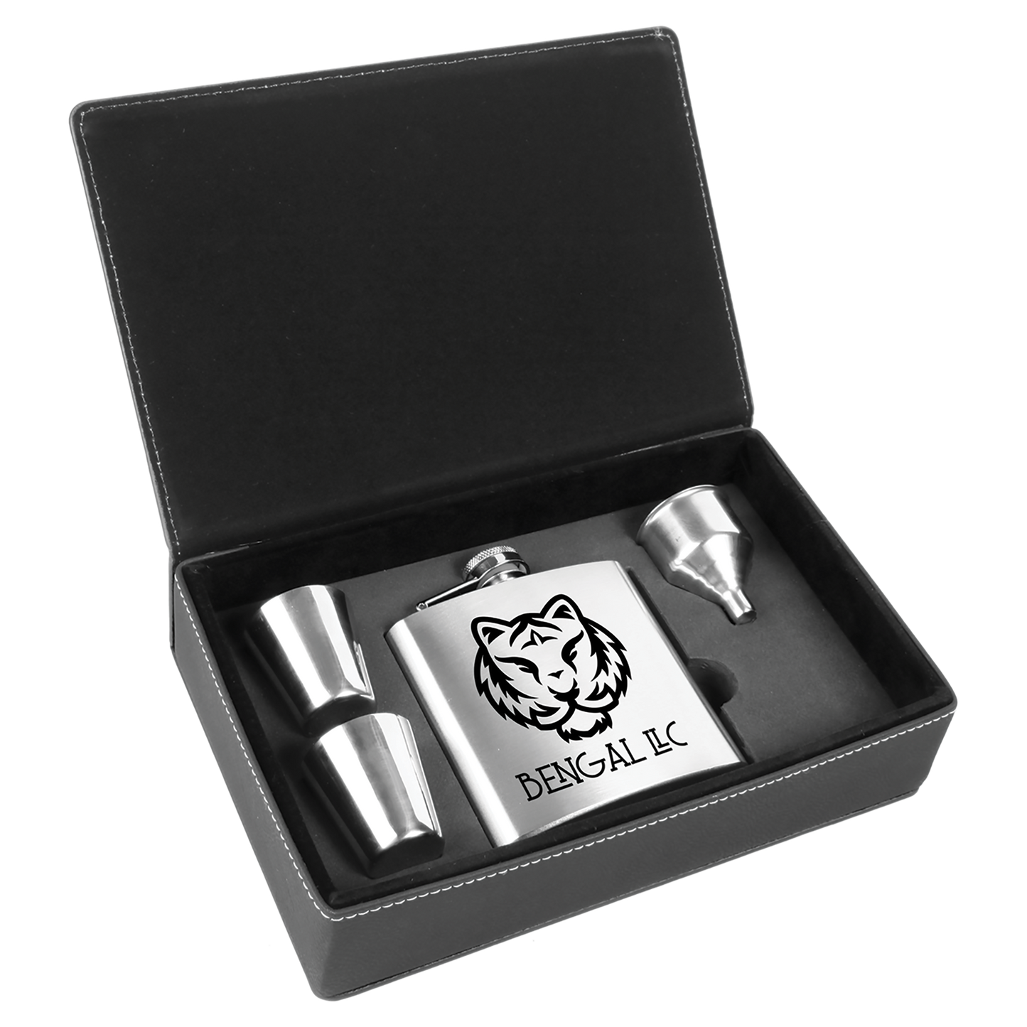 Custom Flask Gift Set - Metal - Stainless Steel