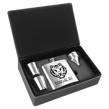Custom Flask Gift Set - Metal - Stainless Steel