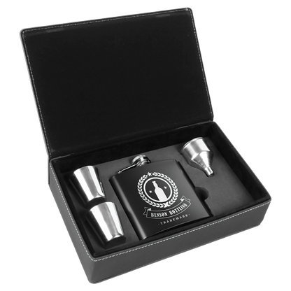 Custom Flask Gift Set - Metal - Black