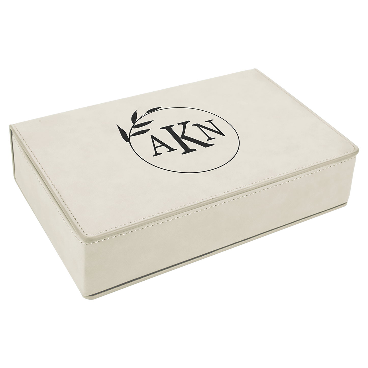 Custom Flask Gift Set - Leather - White