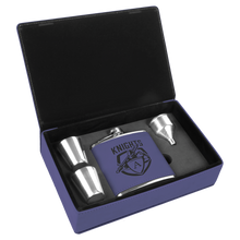 Custom Flask Gift Set - Leather - Purple