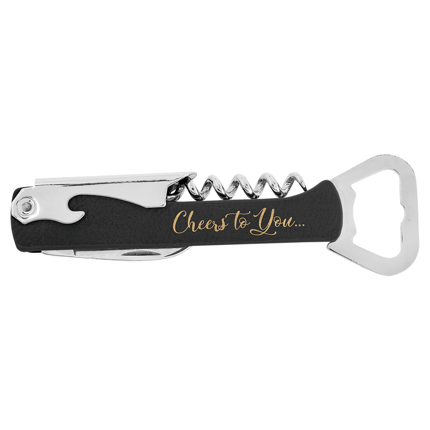 Custom Wine Key - Black with Gold Engraving