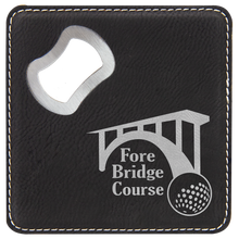 Coaster Bottle Opener - Black with Silver Engraving