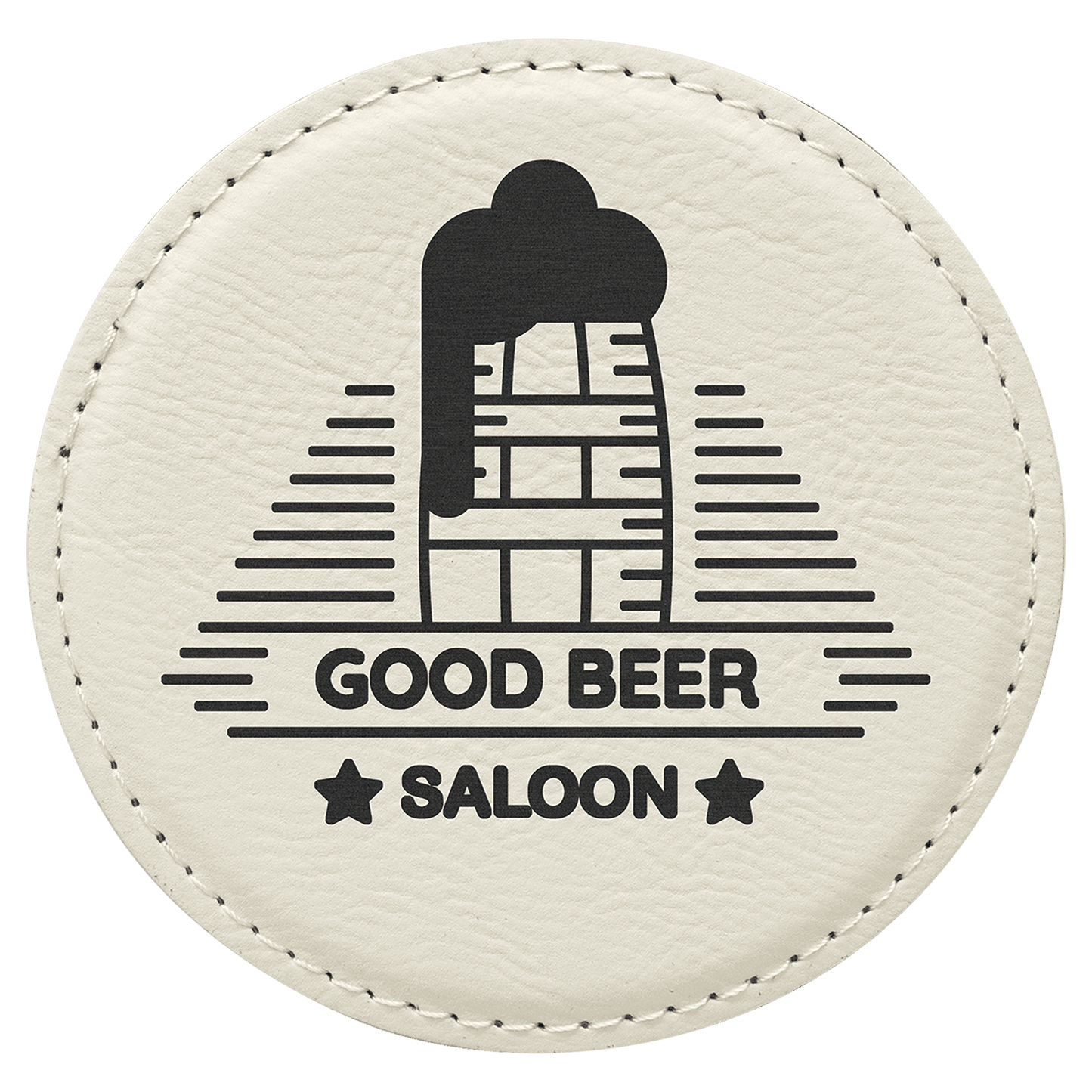 Custom Leather Coaster - Round - White