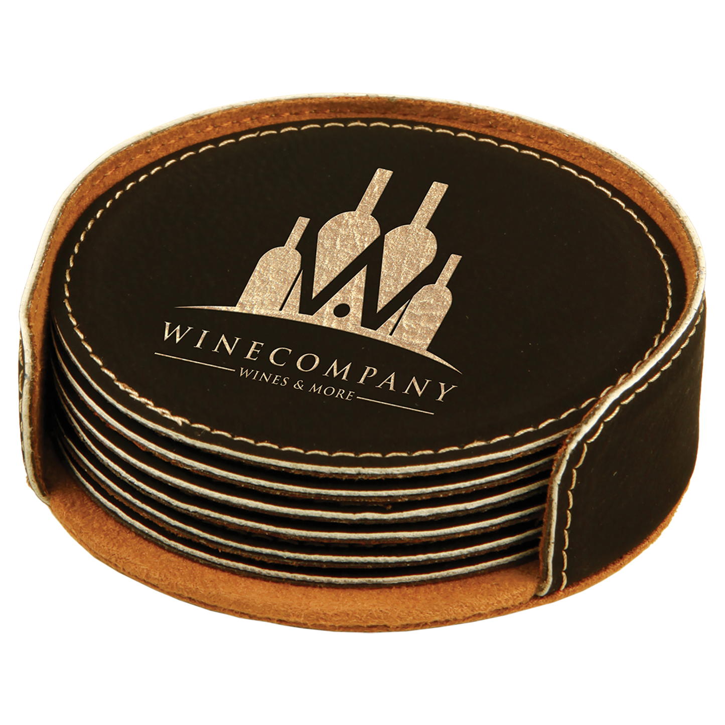 Custom Coaster Set - Black with Gold Enrgaving