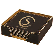 Custom Coaster set - Square - Black with Gold Engraving