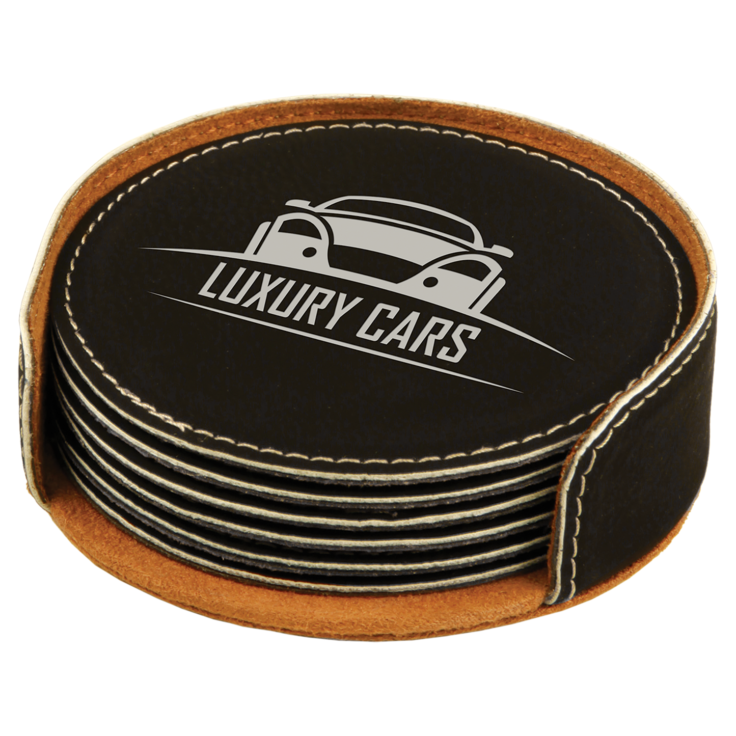 Custom Coaster Set - Black with Silver Engraving