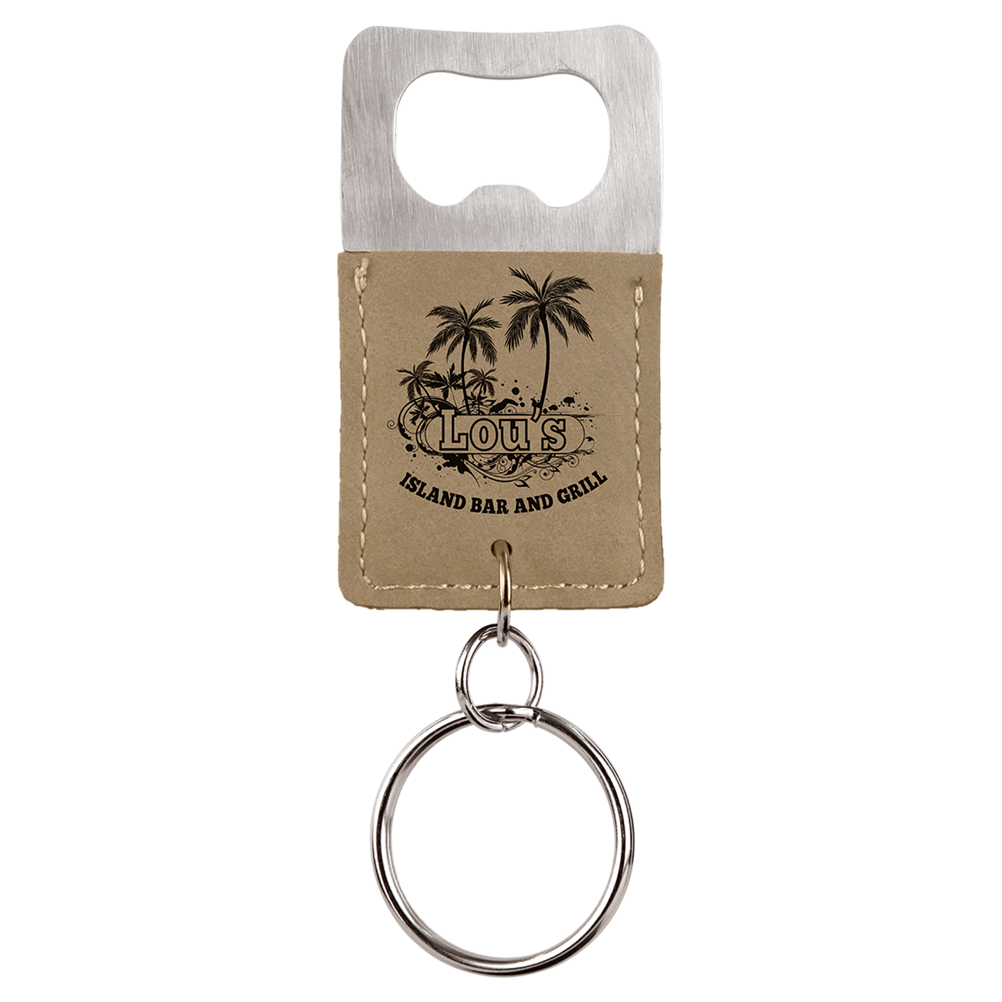 Keychain Bottle Opener - Rectangle - Light Brown