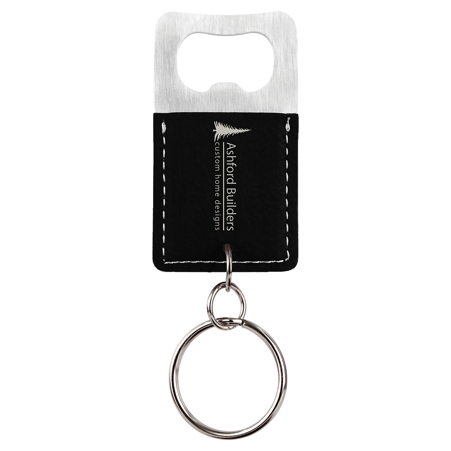 Keychain Bottle Opener - Rectangle - Black with Silver Engraving