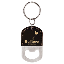 Keychain Bottle Opener - Oval - Black with Gold Engraving