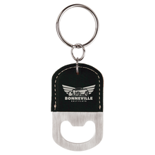 Keychain Bottle Opener - Oval - Black with Silver Engraving