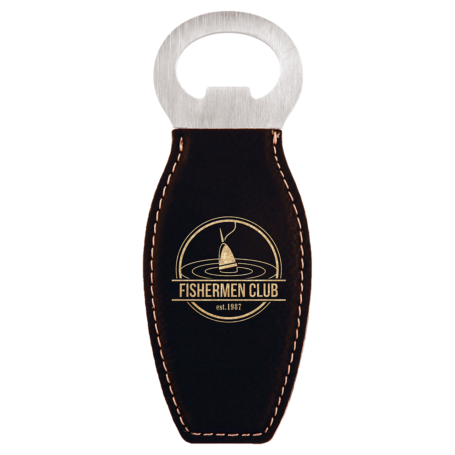 Custom Bottle Opener Magnet - Black with Gold Engraving