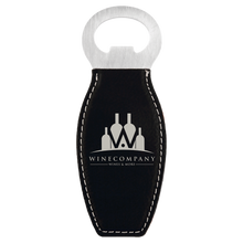 Custom Bottle Opener Magnet - Black with Silver Engraving