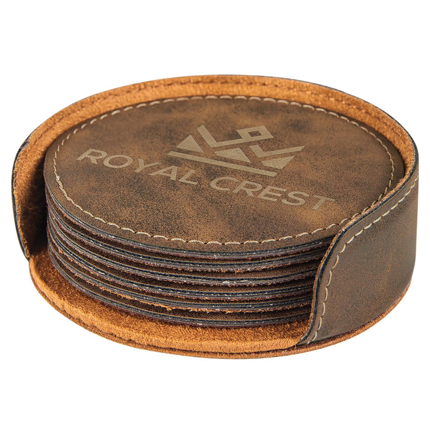 Custom Coaster Set - Rustic with Gold Engraving