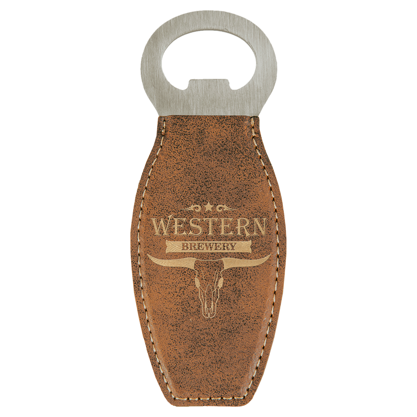 Custom Bottle Opener Magnet - Rustic with Gold Engraving