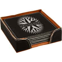 Custom Coaster set - Square - Black with Silver Engraving