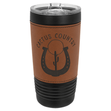 Black Leather Tumblers - 20 ounce - Rustic Wrap