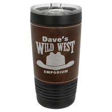 Black Leather Tumblers - 20 ounce - Rustic Wrap