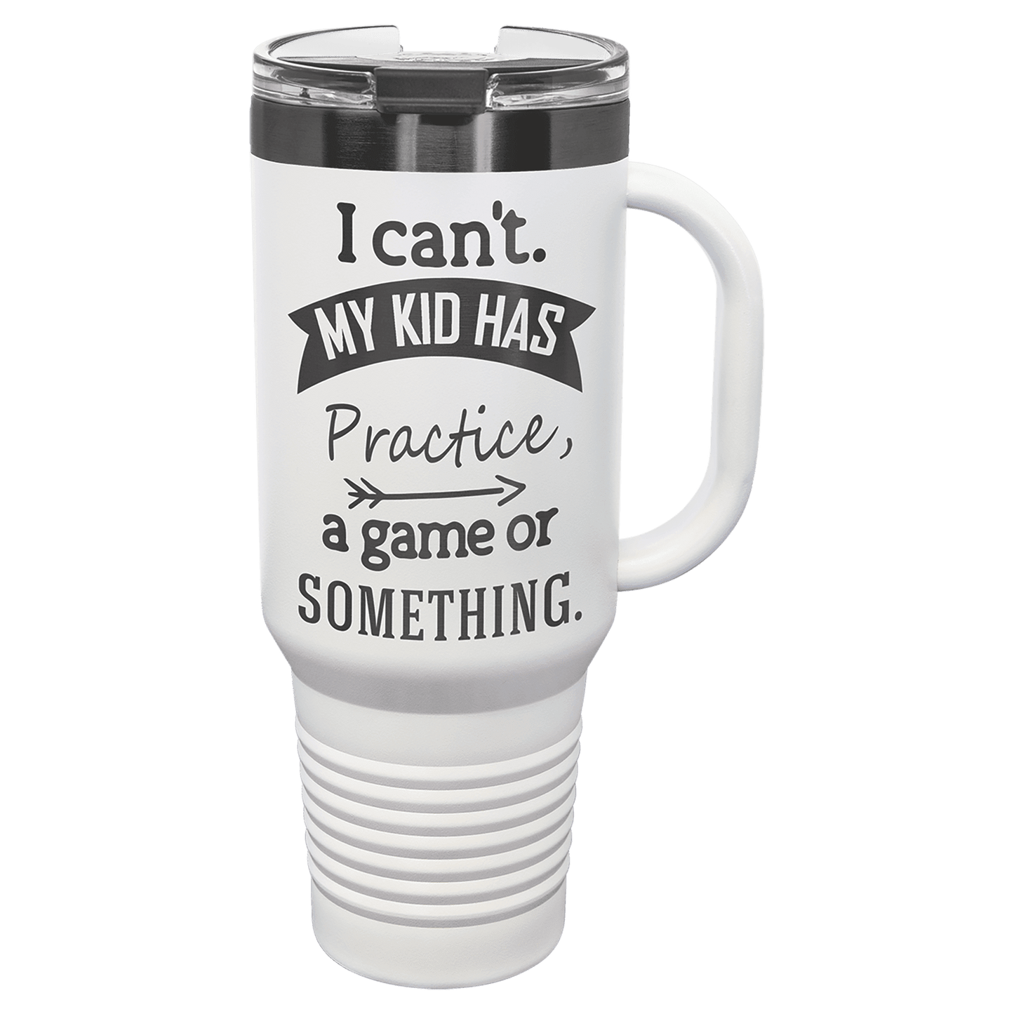 Custom 40 Ounce Travel Mug - White - Black Engraving