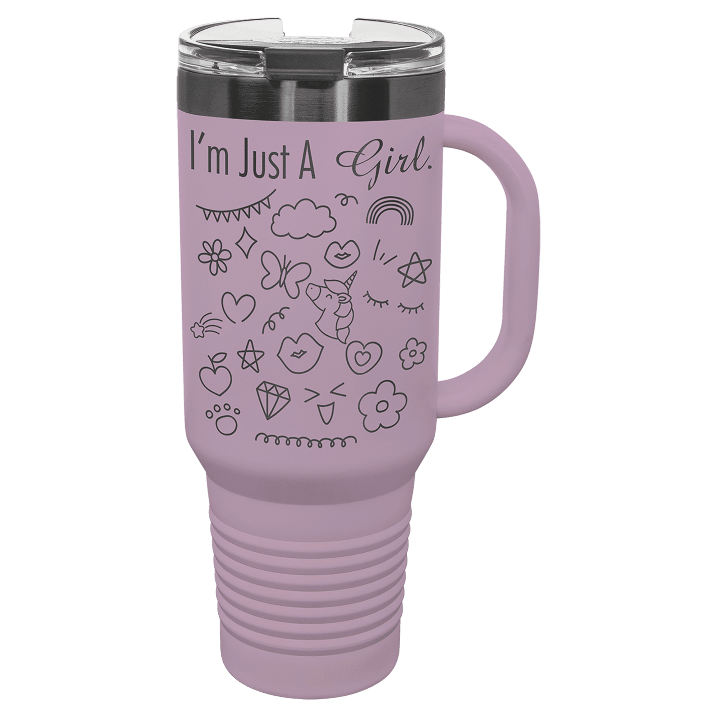 Custom 40 Ounce Travel Mug - Lilac - Black Engraving
