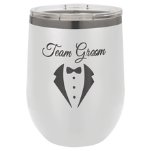 Custom Wine Tumbler - White - Black Engraving