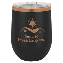 Custom Wine Tumbler - Black - Rose Gold Engraving