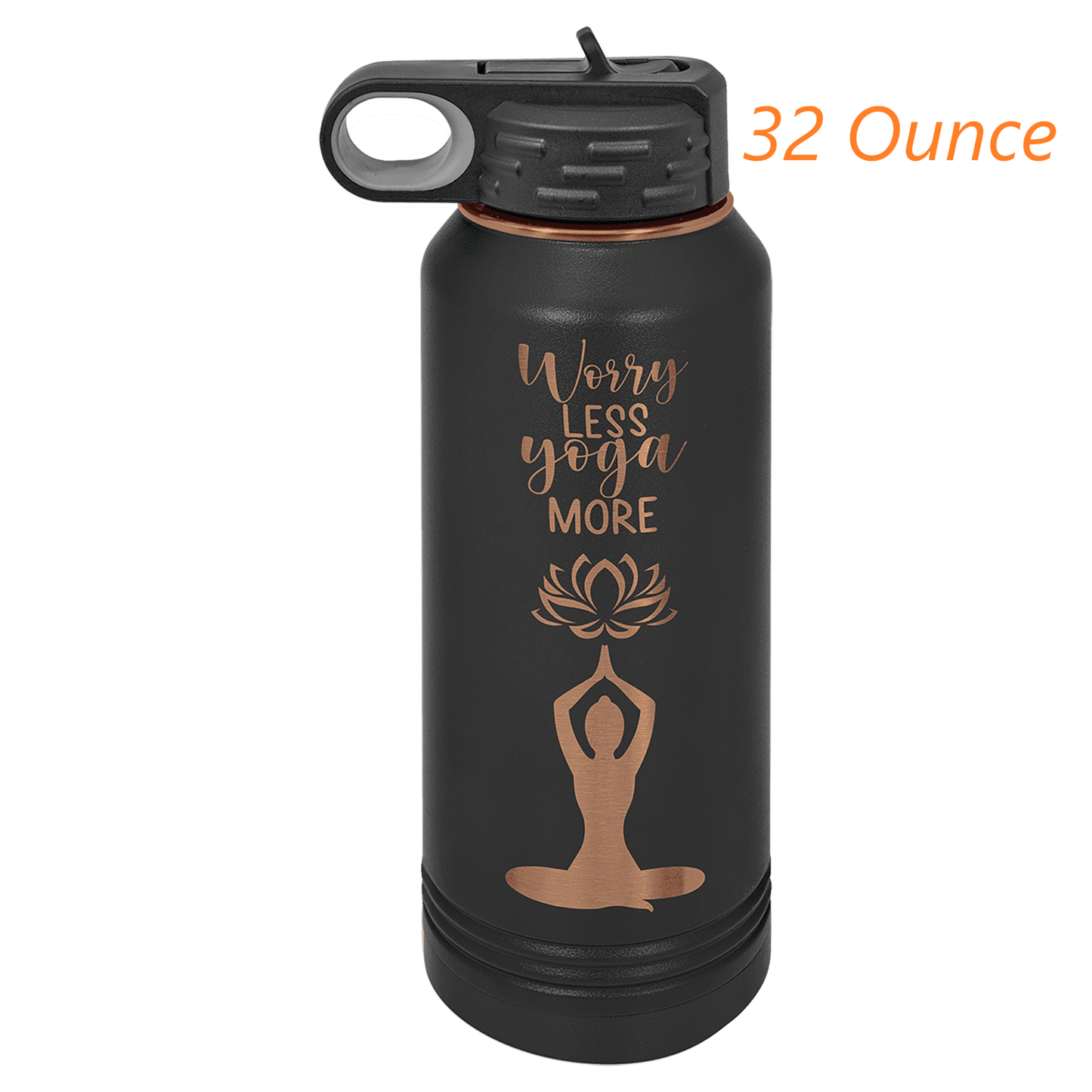 Custom Water Bottle - Black - Rose Gold Collection